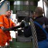 Working with 4000t hydraulic press